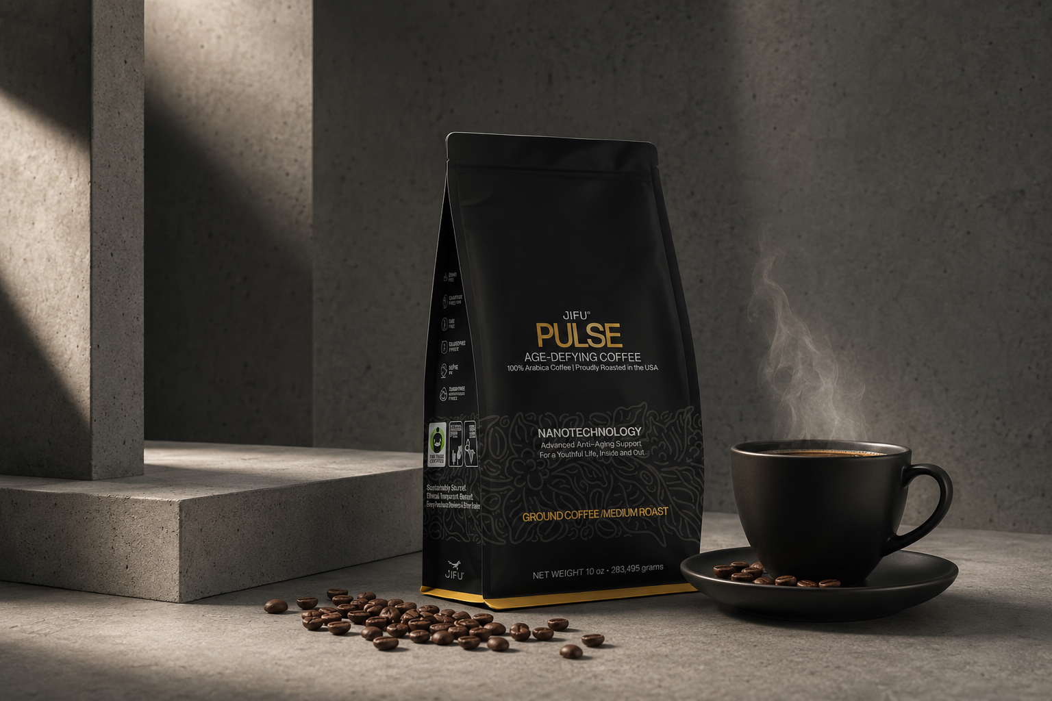 JIFU Pulse Coffee in architektonischer Betoninszenierung